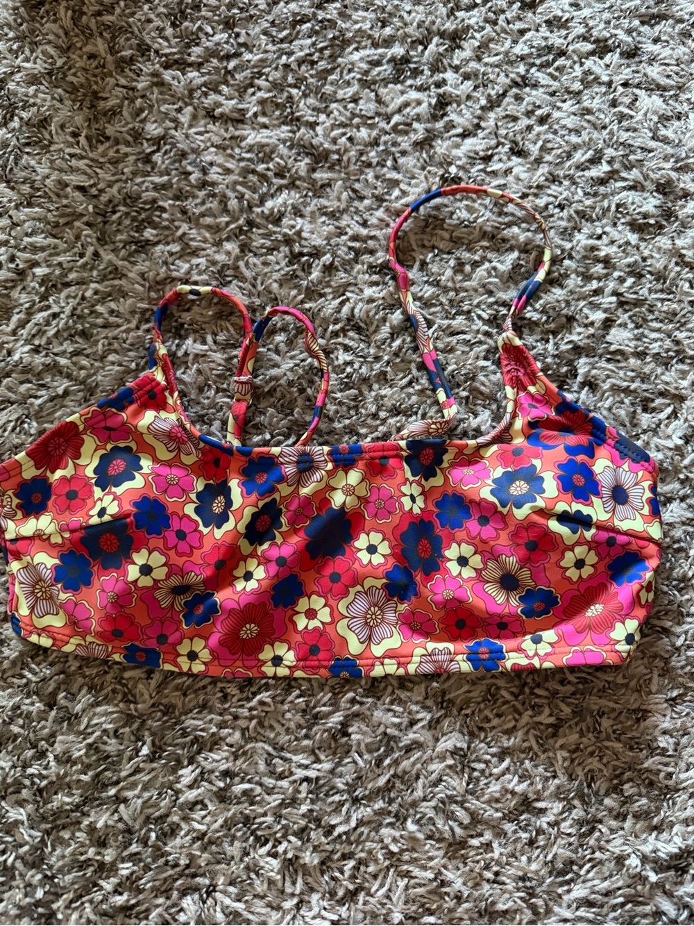 Floral Print Bralette in Pink and Yellow